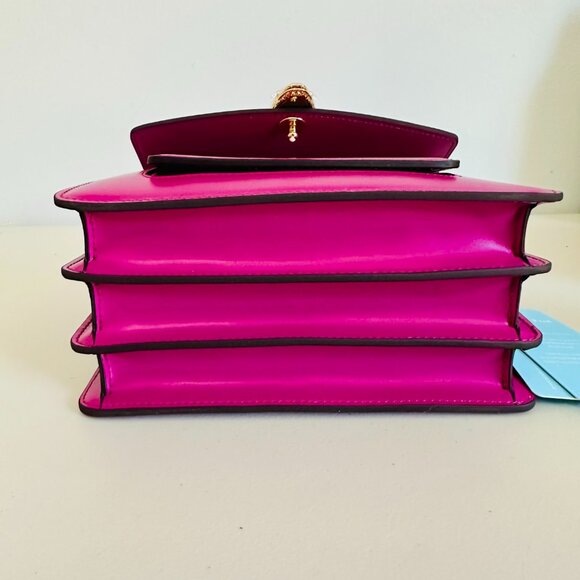 TIFFANY & FRED PARIS SERPENTINE FUCHSIA SMOOTH LEATHER TOP HANDLE CROSSBODY BAG - Picture 10 of 13